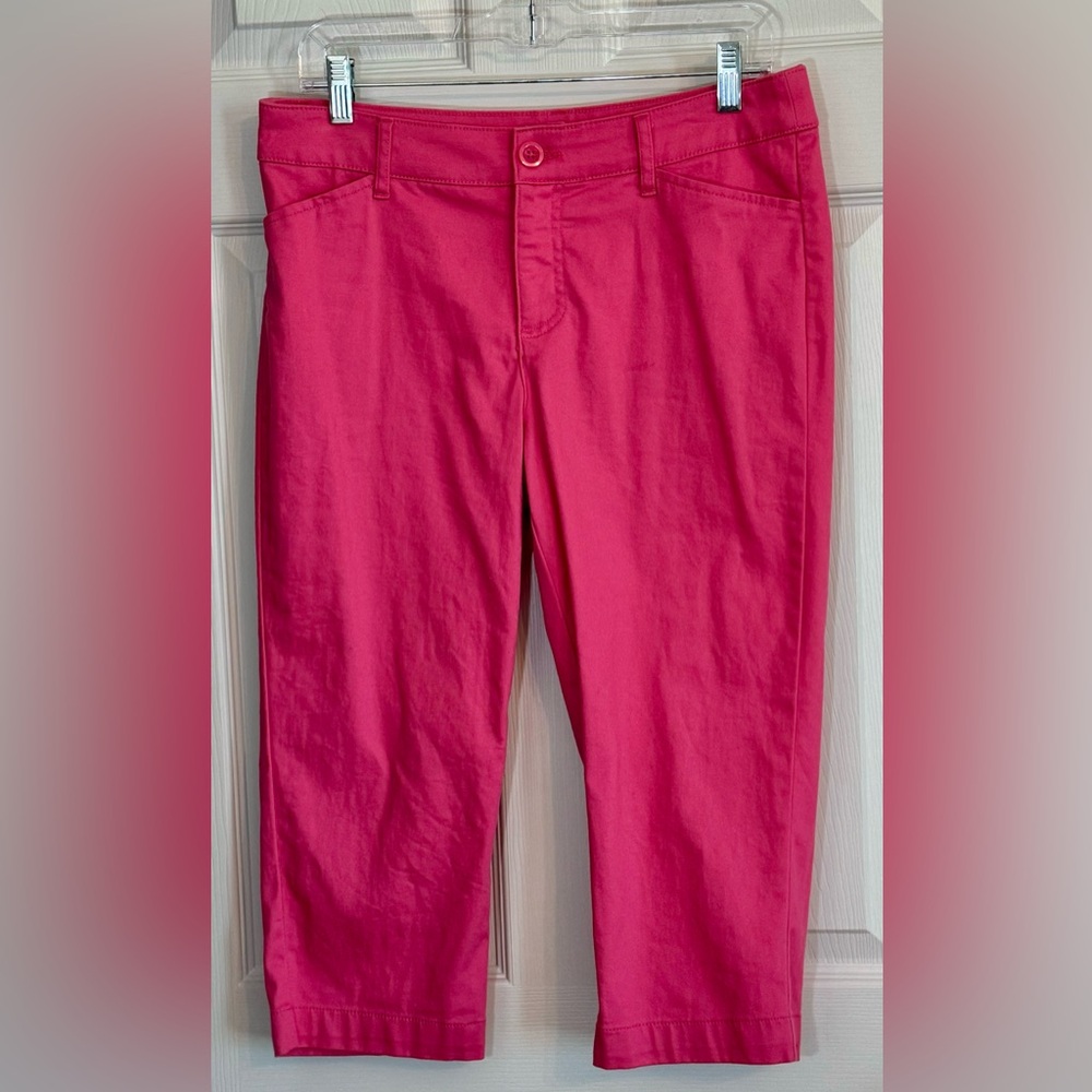 Hot Pink Barbie Preppy Chinos Cotton Spandex Capris Summer Colorful Pants Size 8 - Picture 3 of 8